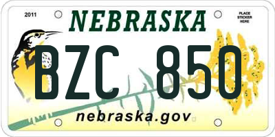 NE license plate BZC850