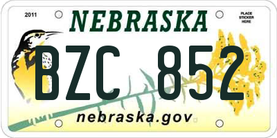 NE license plate BZC852