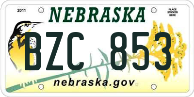 NE license plate BZC853