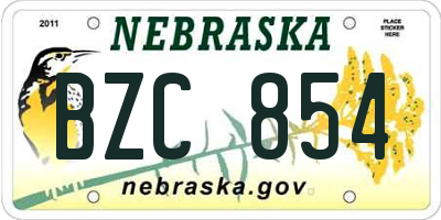 NE license plate BZC854