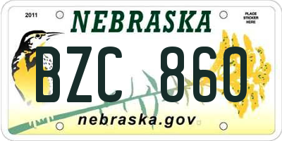 NE license plate BZC860