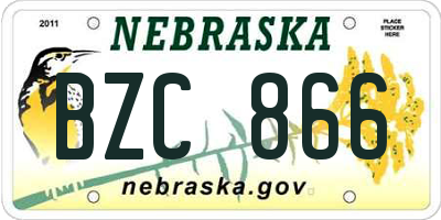 NE license plate BZC866