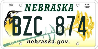 NE license plate BZC874