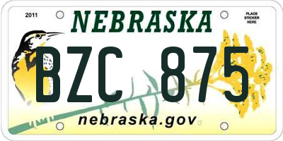 NE license plate BZC875