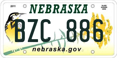 NE license plate BZC886
