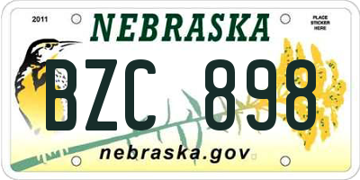 NE license plate BZC898