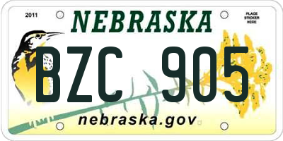 NE license plate BZC905