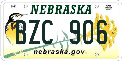 NE license plate BZC906