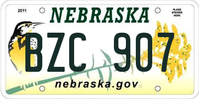 NE license plate BZC907