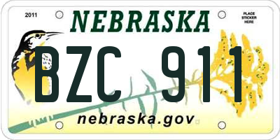 NE license plate BZC911