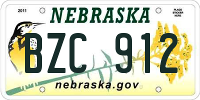 NE license plate BZC912
