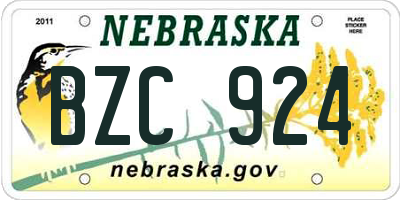 NE license plate BZC924