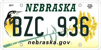 NE license plate BZC936