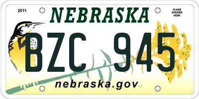 NE license plate BZC945