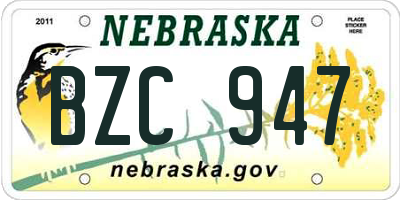 NE license plate BZC947