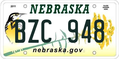 NE license plate BZC948