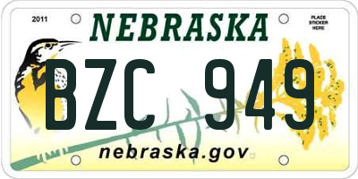 NE license plate BZC949