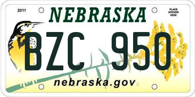 NE license plate BZC950