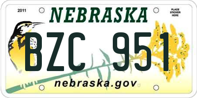 NE license plate BZC951
