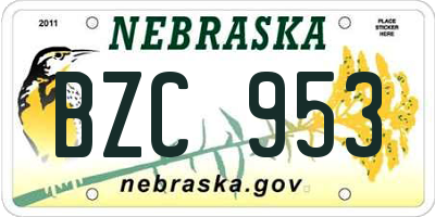 NE license plate BZC953