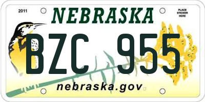 NE license plate BZC955