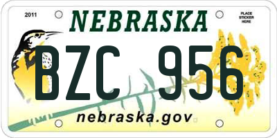 NE license plate BZC956