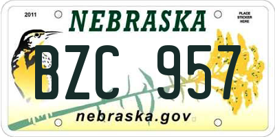 NE license plate BZC957