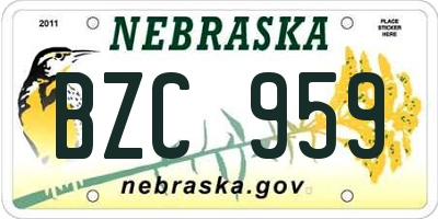NE license plate BZC959