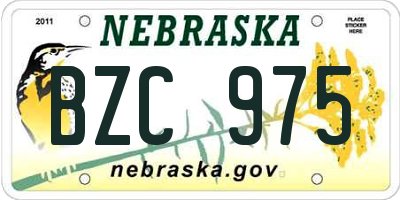 NE license plate BZC975