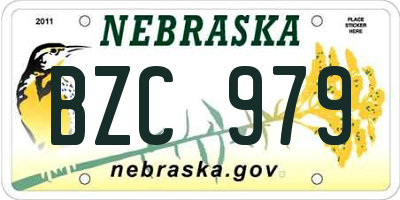 NE license plate BZC979