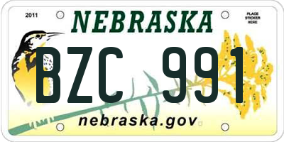 NE license plate BZC991