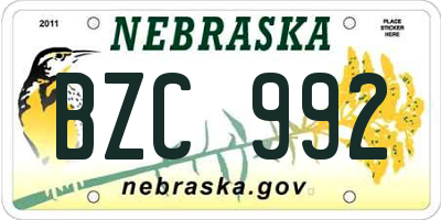 NE license plate BZC992