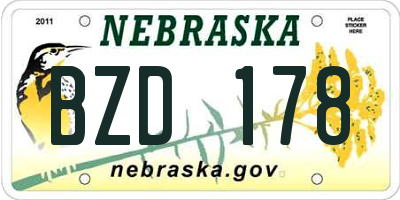 NE license plate BZD178