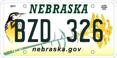 NE license plate BZD326