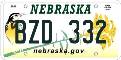 NE license plate BZD332