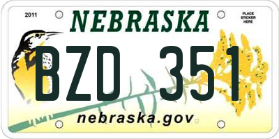 NE license plate BZD351