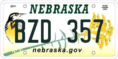 NE license plate BZD357