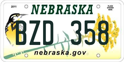 NE license plate BZD358