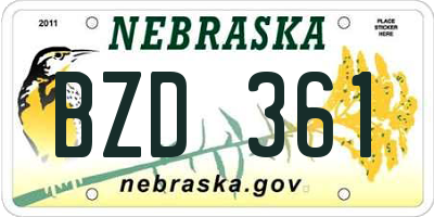 NE license plate BZD361