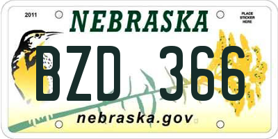 NE license plate BZD366