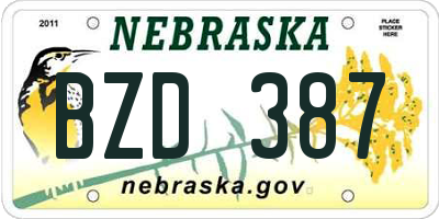 NE license plate BZD387