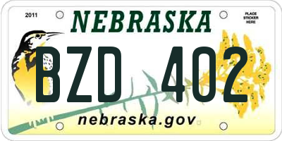 NE license plate BZD402