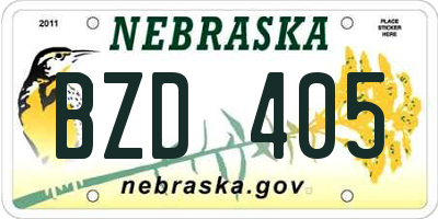NE license plate BZD405