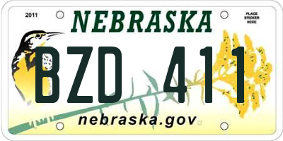 NE license plate BZD411