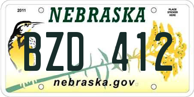 NE license plate BZD412