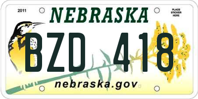 NE license plate BZD418