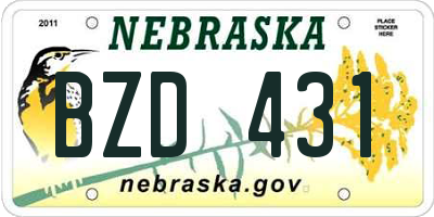 NE license plate BZD431