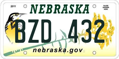 NE license plate BZD432