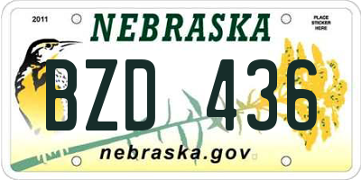 NE license plate BZD436