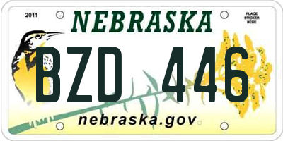NE license plate BZD446